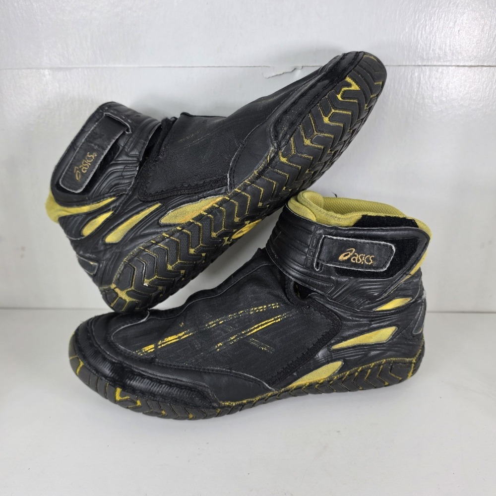 ASICS 54 Wrestling Shoes Mens Fit Sz 9 VTG 2000s Rulons Rare Black Yellow Kolats - Picture 8 of 10